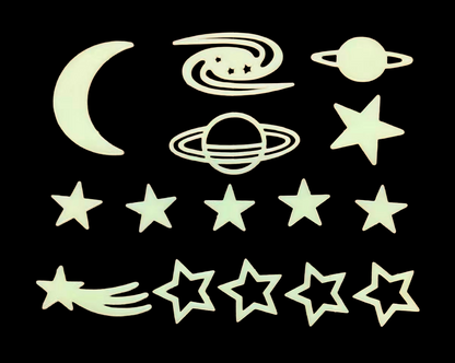 Reusable Self-Adhesive Glow-in-the-Dark Kids Room Wall Decor - Universal, Star, Planet, Dinosaur, Bear and Ocean Fish