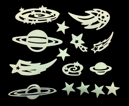 Reusable Self-Adhesive Glow-in-the-Dark Kids Room Wall Decor - Universal, Star, Planet, Dinosaur, Bear and Ocean Fish