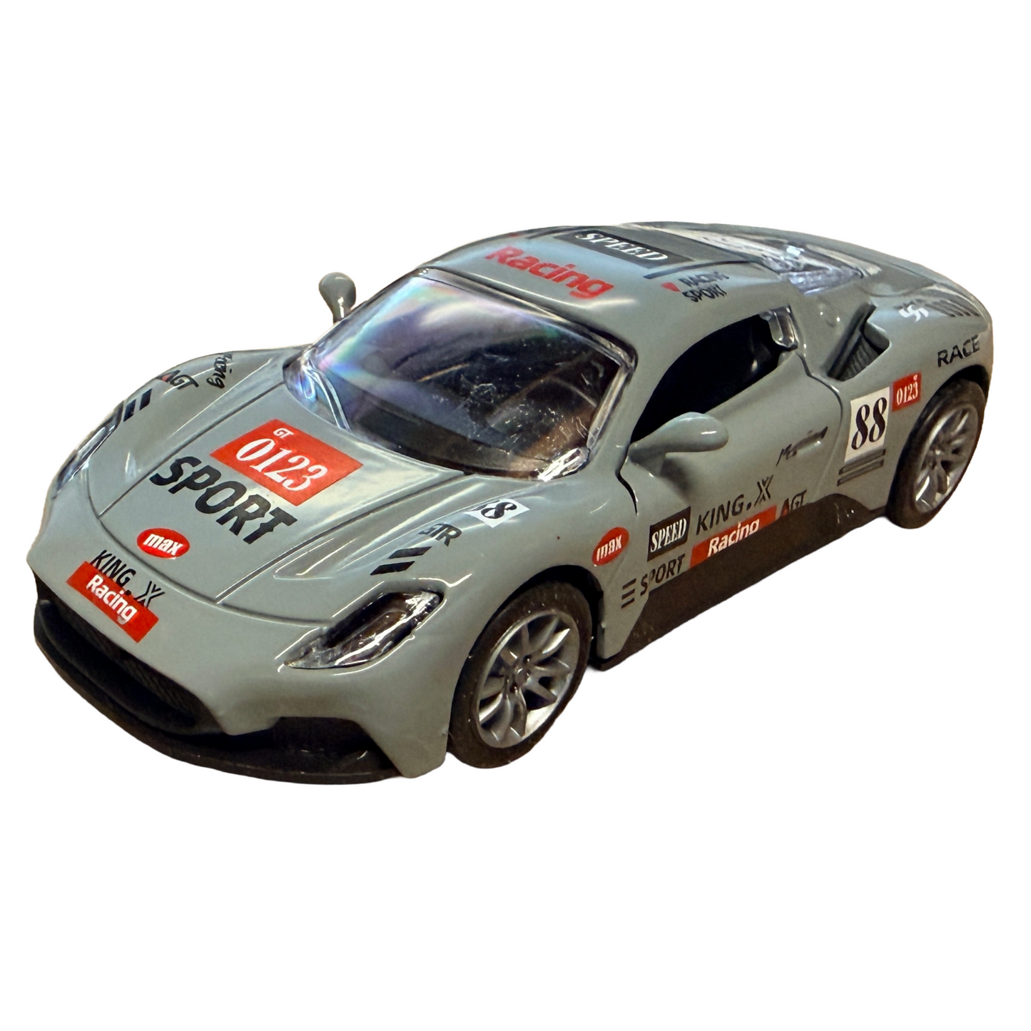 5" Die-Cast Alloy Pull-Back Racing Vehicle Sports Car Toy Model Set - Grey