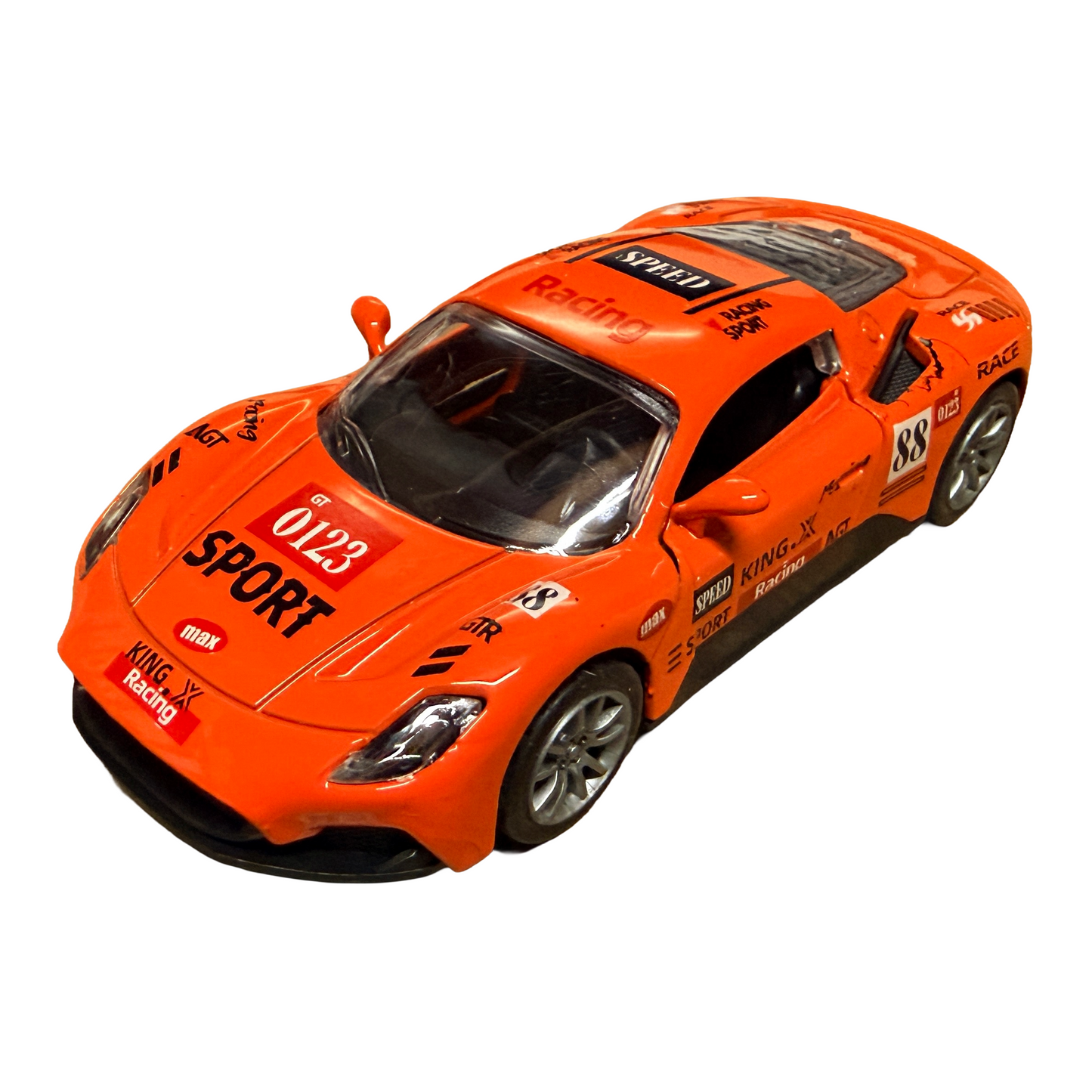 5" Die-Cast Alloy Pull-Back Racing Vehicle Sports Car Toy Model Set - Orange