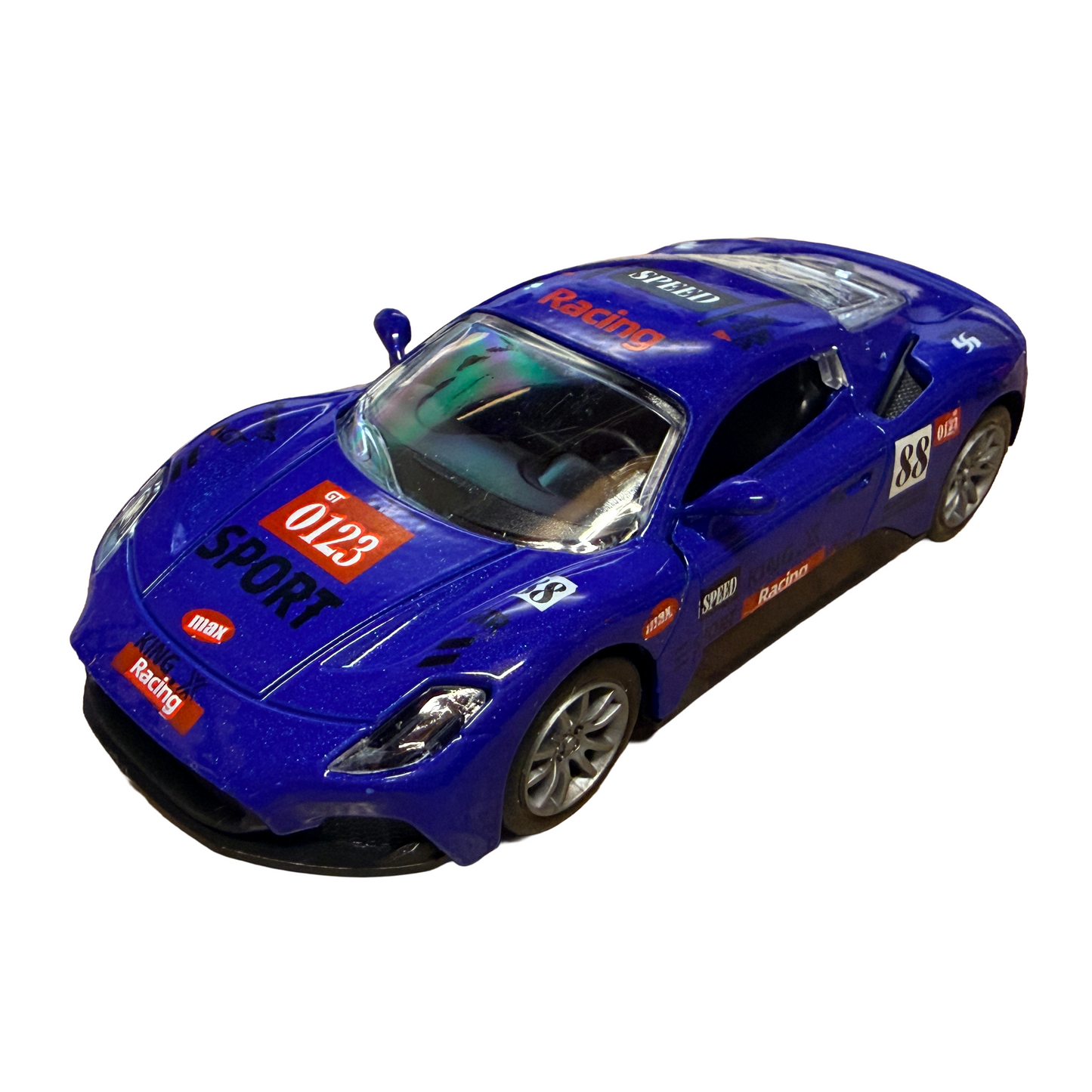 5" Die-Cast Alloy Pull-Back Racing Vehicle Sports Car Toy Model Set - Blue