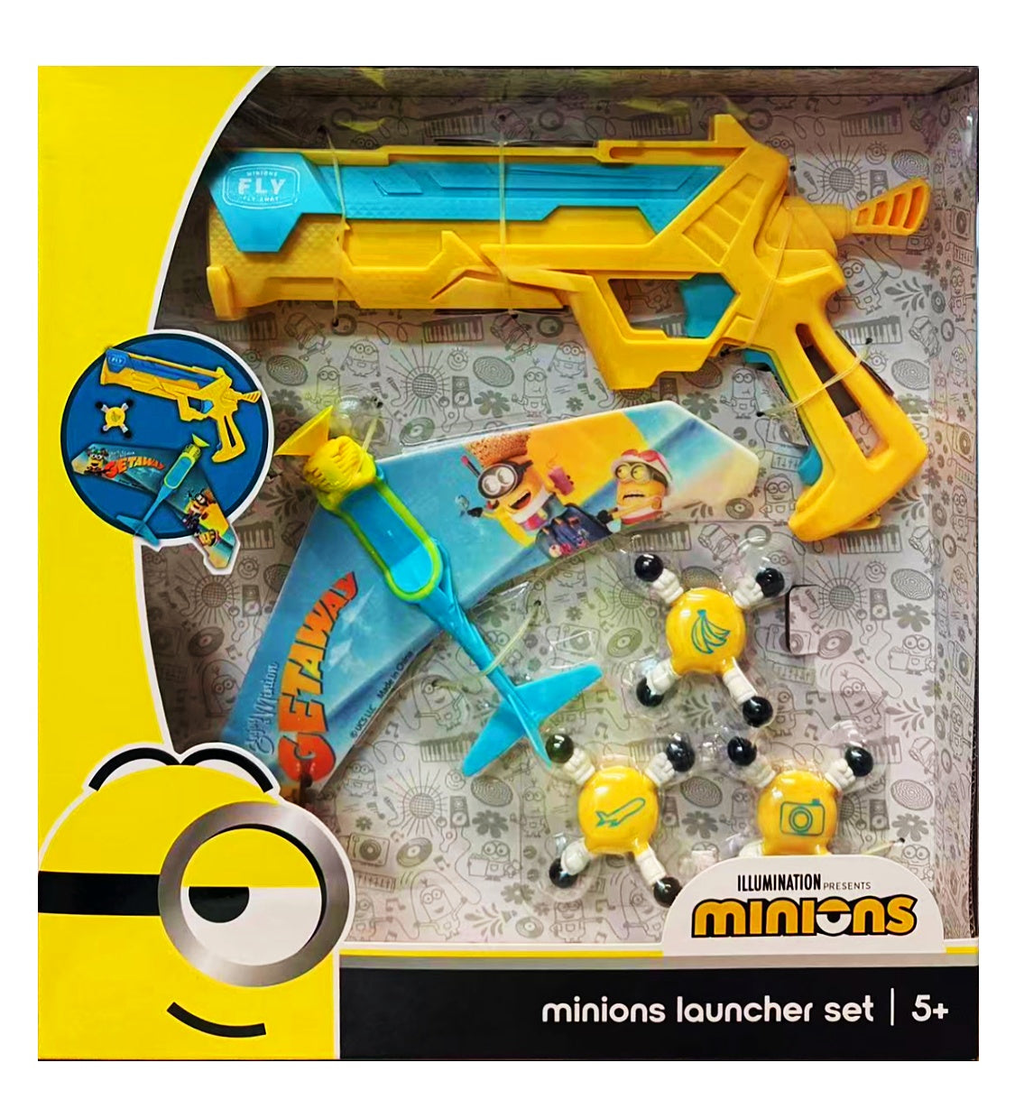 Minions Airplane Launcher Toy Set - Foam Glider & Disc Shooter Outdoor Play