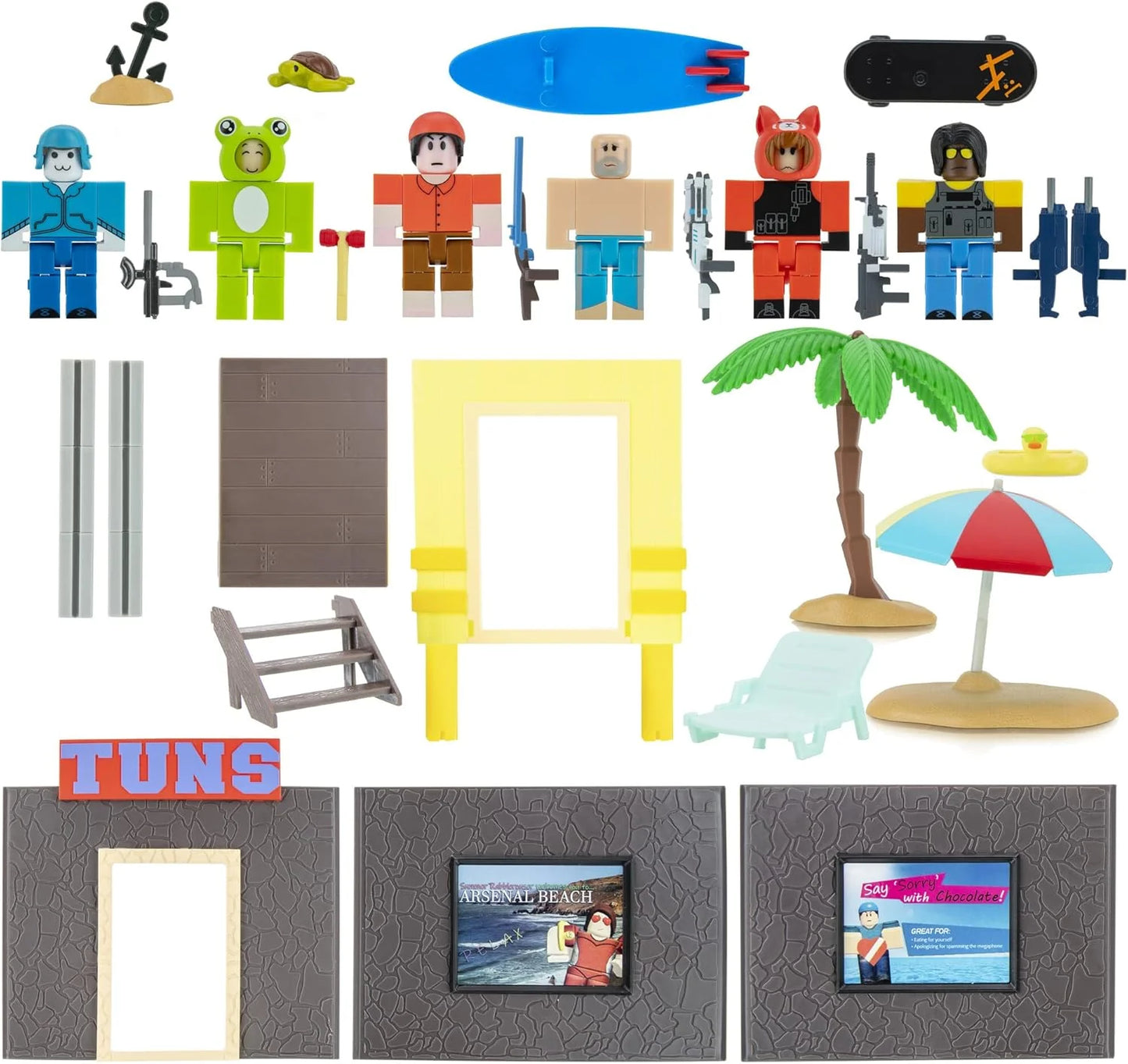 28 Pieces Jazware Roblox Arsenal: Operation Beach Day Action Figure Set