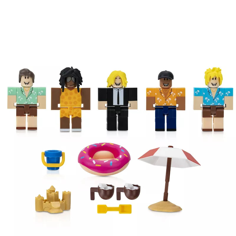 13 Pieces Jazware Roblox - Tropical Resort Tycoon: Ultimate Vacation Action Figure Set