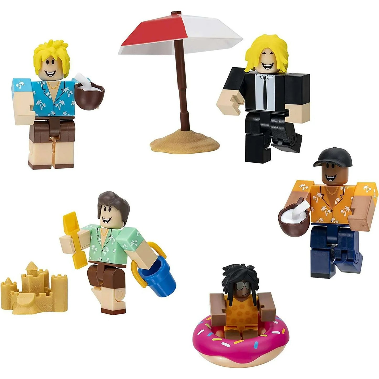 13 Pieces Jazware Roblox - Tropical Resort Tycoon: Ultimate Vacation Action Figure Set