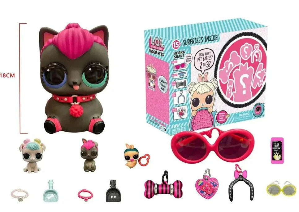 2 x L.O.L. Surprise Biggie Pets Coin Bank w 15+ Surprises Spicy Kitty & Hop Bunny