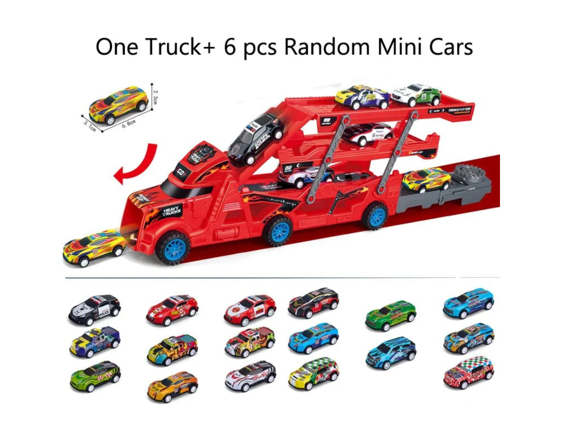 Track Truck Transporter Folding Ejection Vehicle Playset for Kids