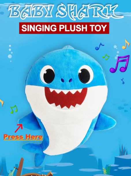 18" Pink Fong Daddy Shark Singing Soft Toy with Tempo Control