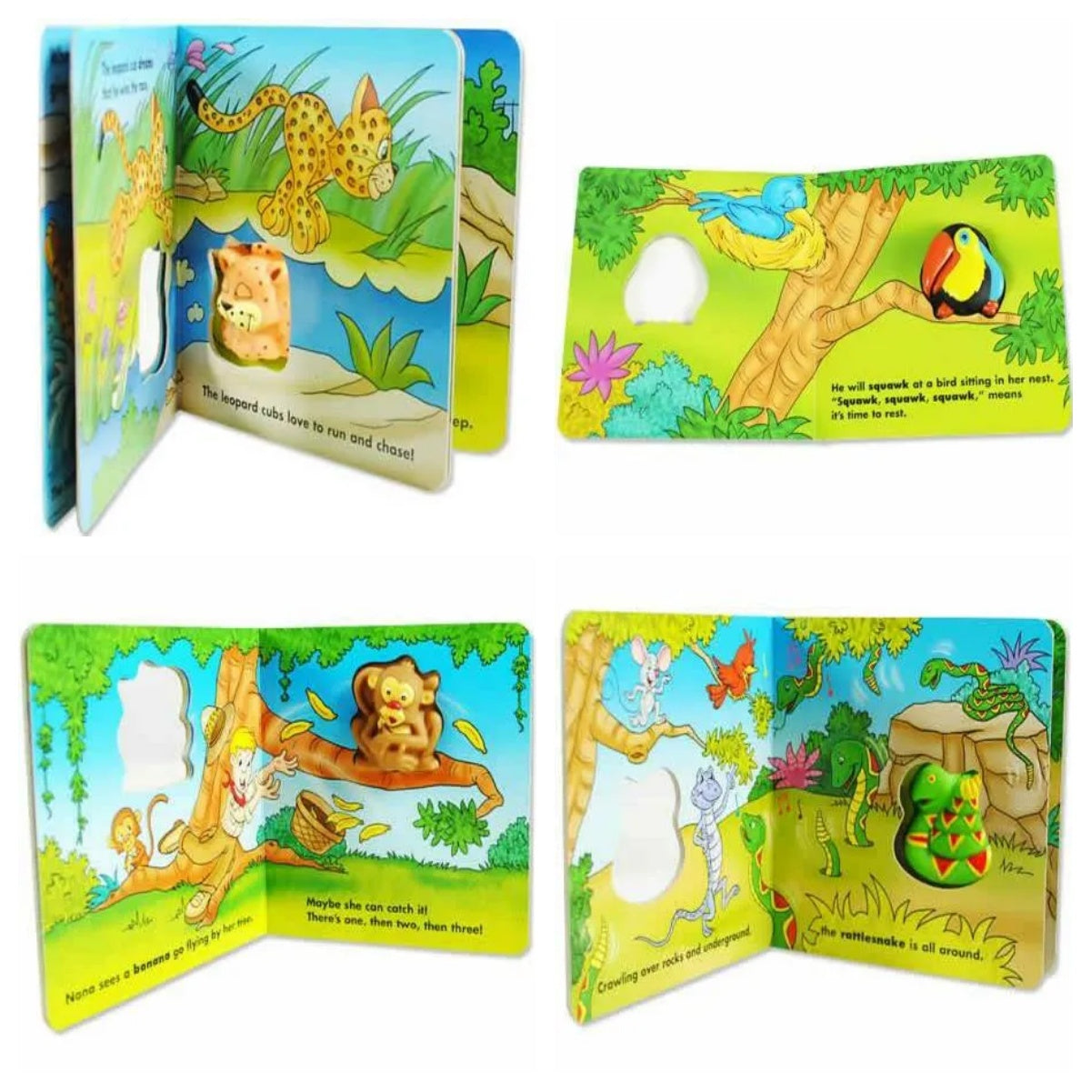 Squeaky Toy Board Books - Jungle Animal Squeaky Zoo Series - Set of 4