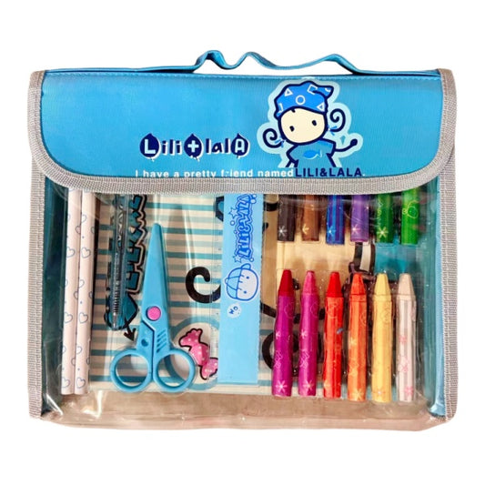 Lili & Lala Kids Stationery Set in Blue Carry Bag