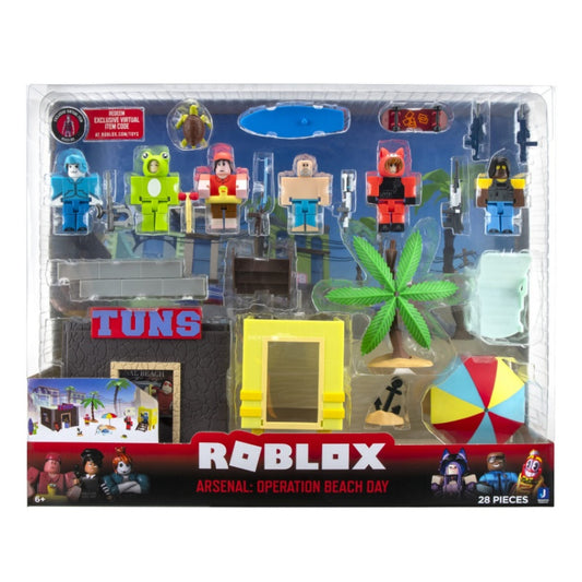 28 Pieces Jazware Roblox Arsenal: Operation Beach Day Action Figure Set