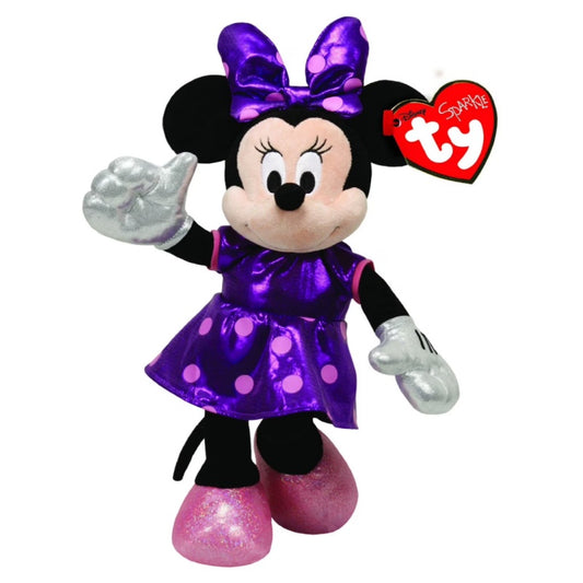 14" Ty Beanie Babies Minnie Mouse Purple Sparkle Soft Plush