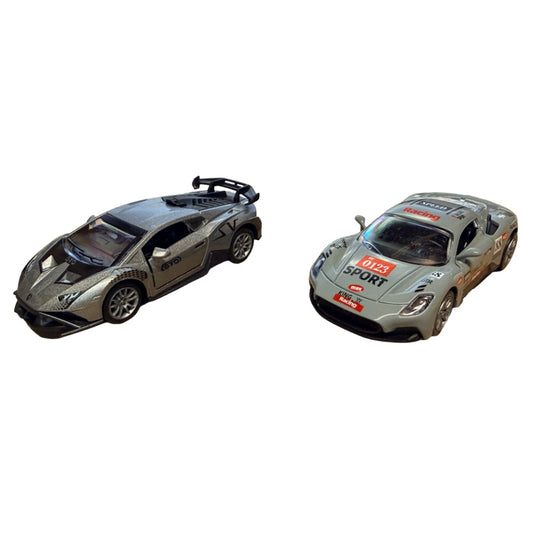 5" Die-Cast Alloy Pull-Back Racing Vehicle Sports Car Toy Model Set - Grey