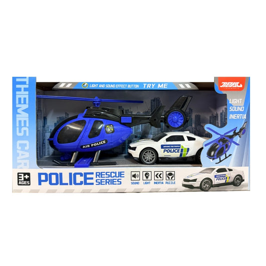 Police Rescue Series Toy Set – Helicopter & Special Forces Car with Light and Sound (Ages 3+)