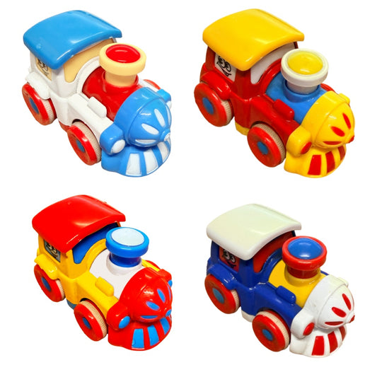 4 x 3.5" Diecast Metal Mini Macaron Pull-and-Go Trains Set