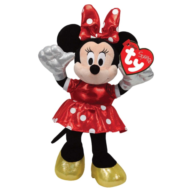 14" Ty Beanie Babies Minnie & Mickey Mouse Red Sparkle Soft Plush