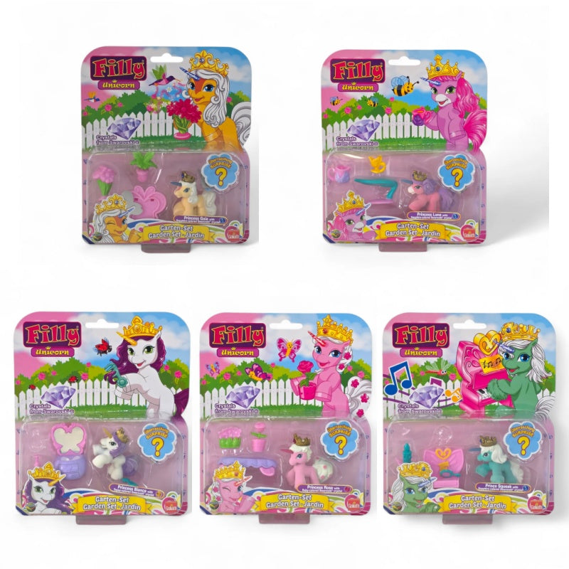 5 x Filly Unicorn Garden Set with Swarovski Crystal Bundle