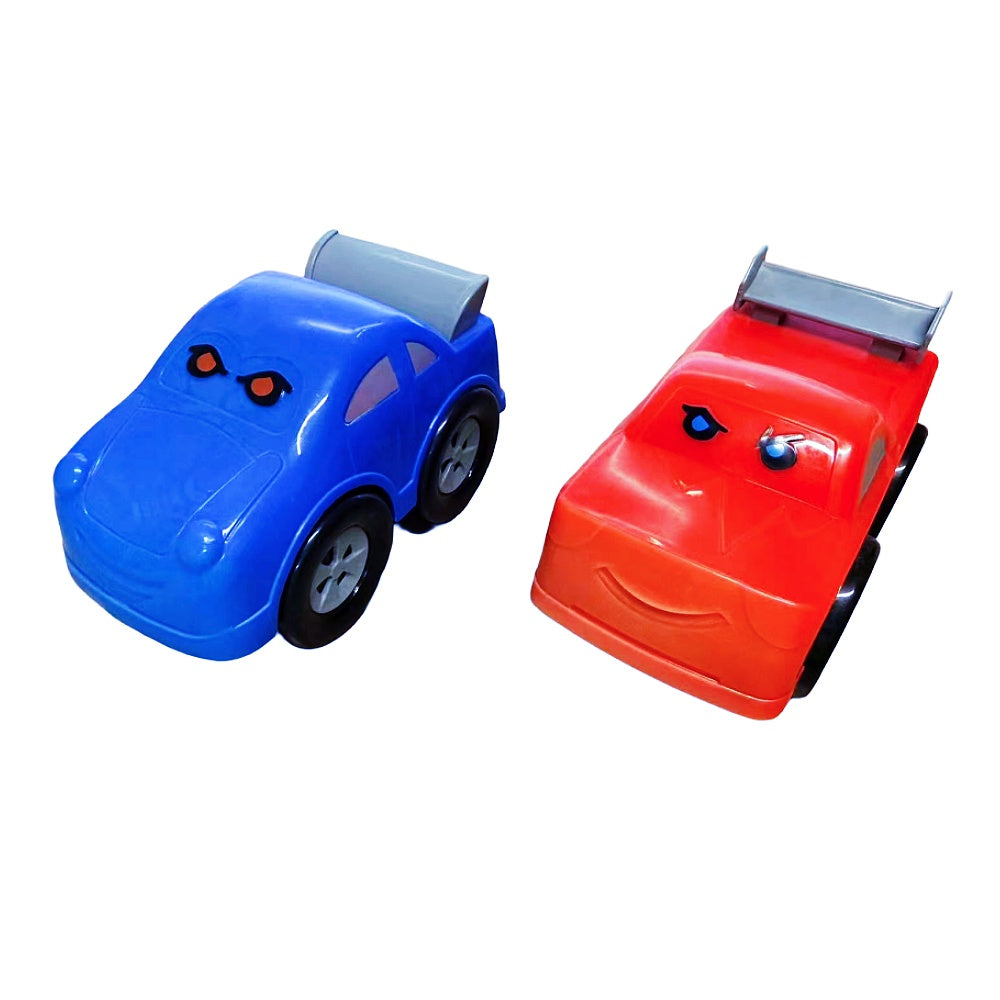 Pack of 2 Cartoon Toy Cars for Toddlers - Friction Powered Push and Go Vehicles
