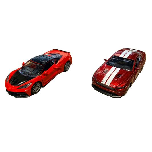 5" Die-Cast Alloy Pull-Back Racing Vehicle Sports Car Toy Model Set - Red