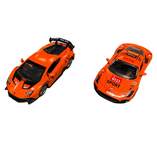 5" Die-Cast Alloy Pull-Back Racing Vehicle Sports Car Toy Model Set - Orange