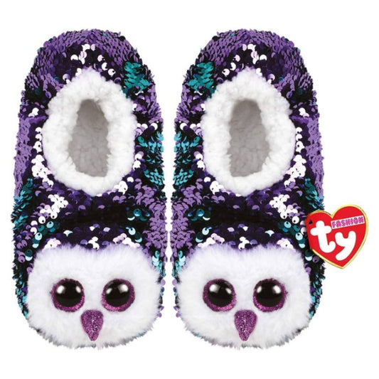 Ty Beanie Babies Fashion Purple Owl Plush Slippers Socks