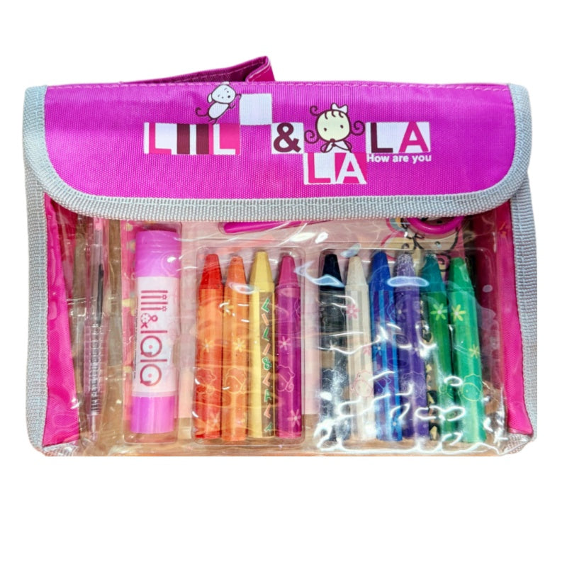 Lili & Lala Kids Stationery Set in Pink Carry Bag (Small)
