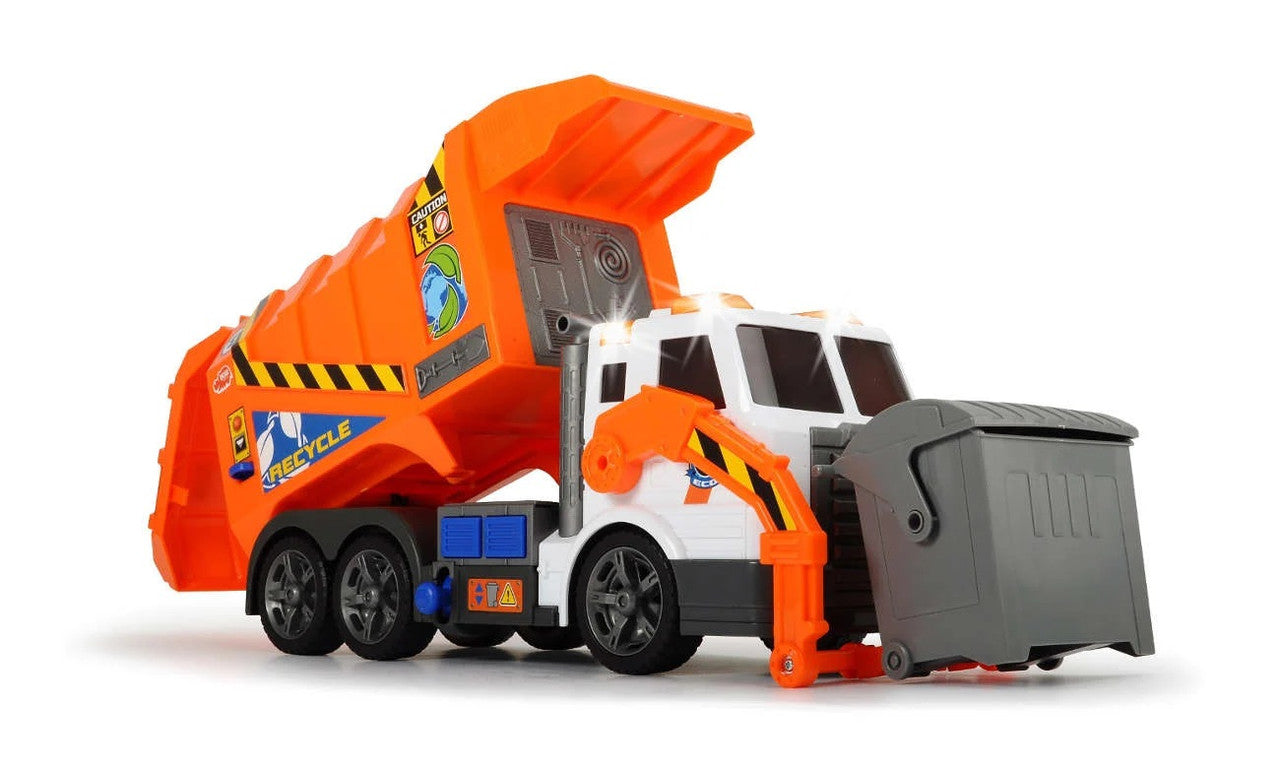 Dickie Toys Action Series 46cm Garbage Truck Toy Vehicle - Orange Battery Operate