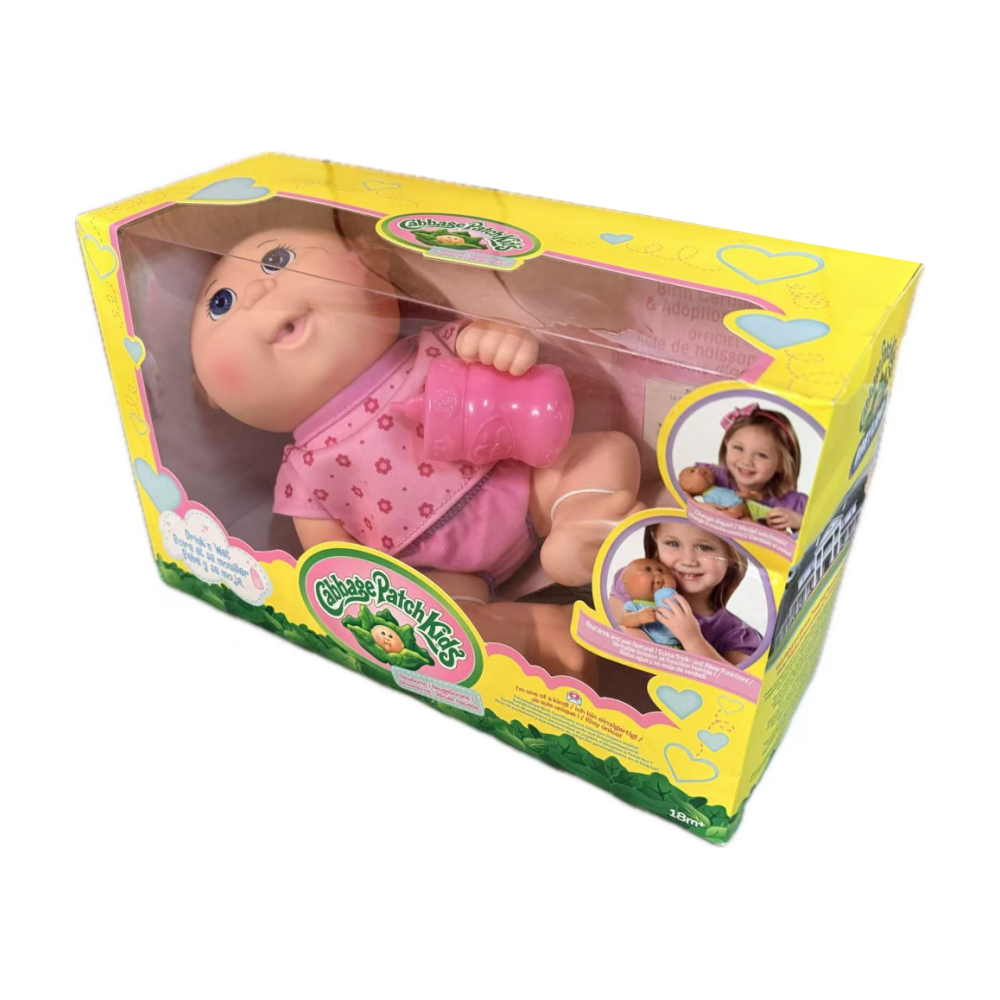 Cabbage Patch Kids, Drink N' Wet Newborn Baby Doll - Baby Girl in Pink Flower Fashion