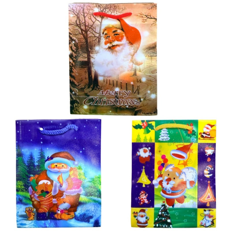 Pack of 12 x Santa Claus Holiday Christmas Gift Bag