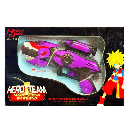Hero Team Machinegun Warband Battery Operated Toy Gun Movement Joint with Lights and Sound Effects