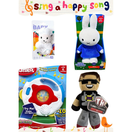 Baby Joy Gift Value Box - Playskool Rock 'N Rhythm Tambourine, TH Heroes SKY Plush, Sheep Rattle & Singing Miffy