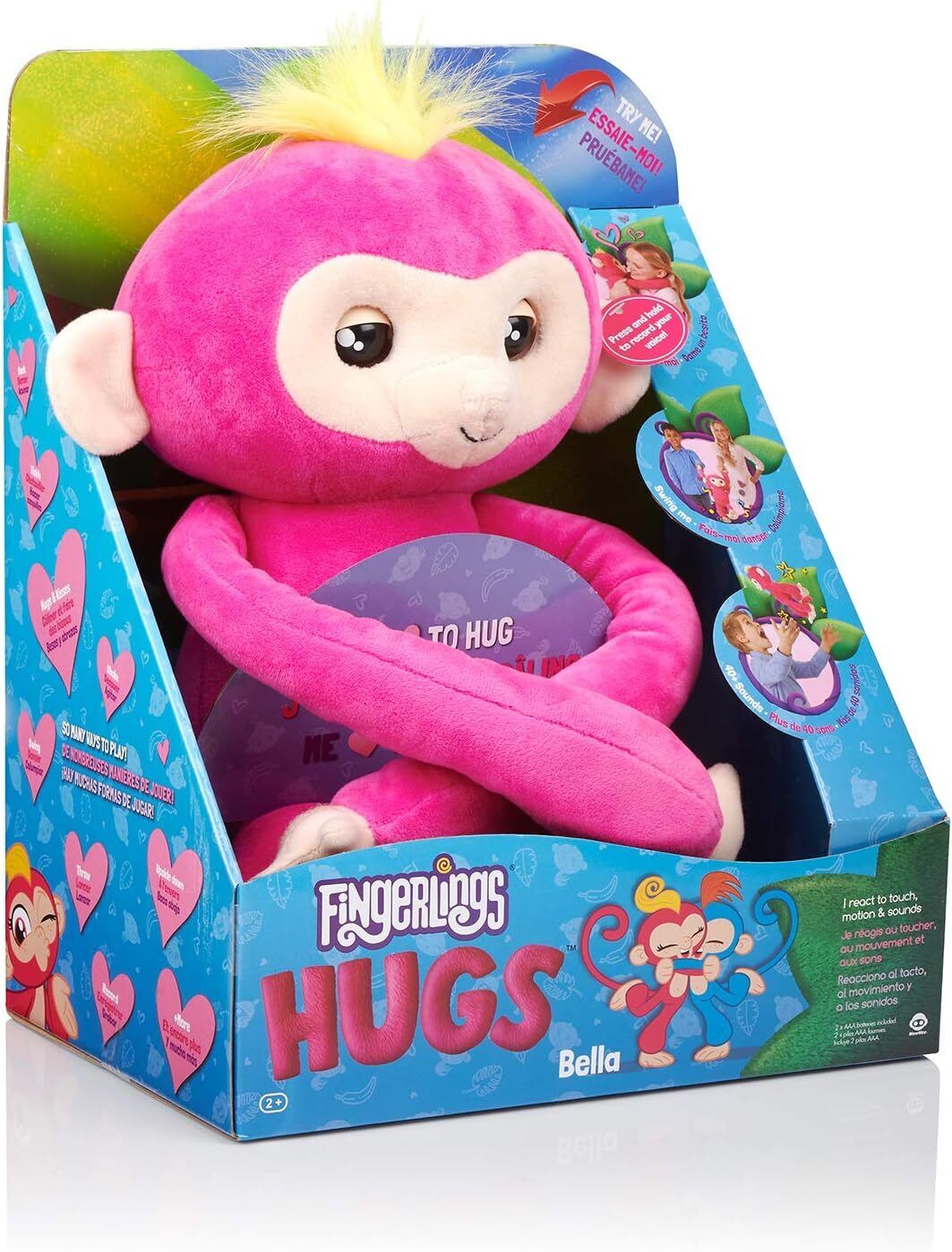 Fingerlings HUGS - Bella (Pink) Monkey Advanced Interactive Plush Baby Pet