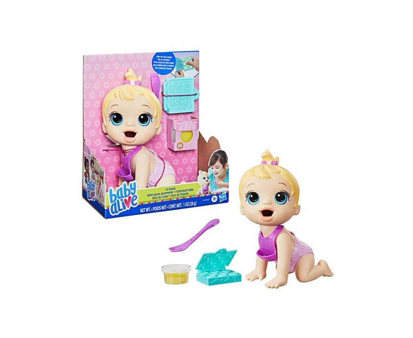 Hasbro Baby Alive - Lil Snacks Doll - Blonde Hair - Pink 3+