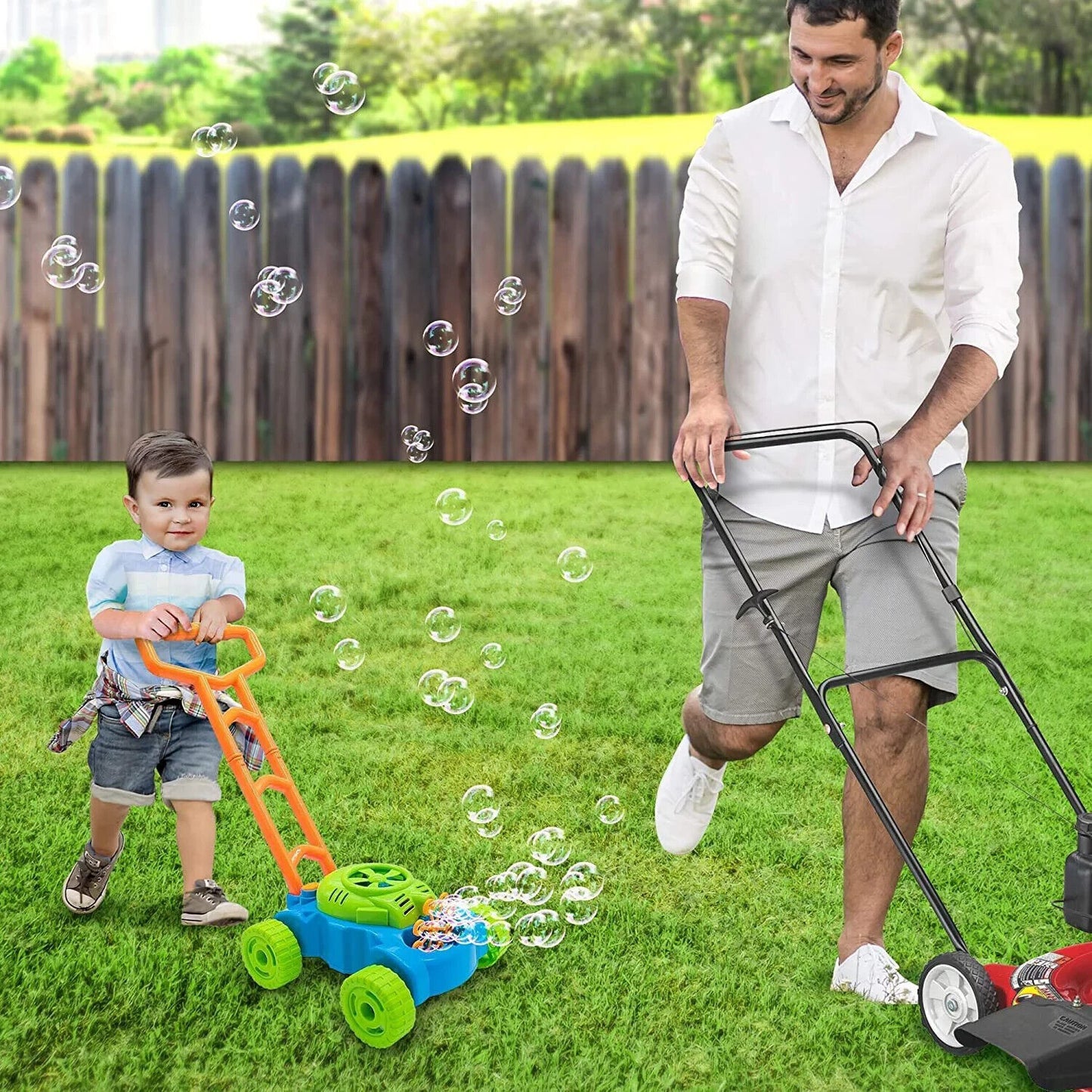 Lawn Mower Bubble Machine