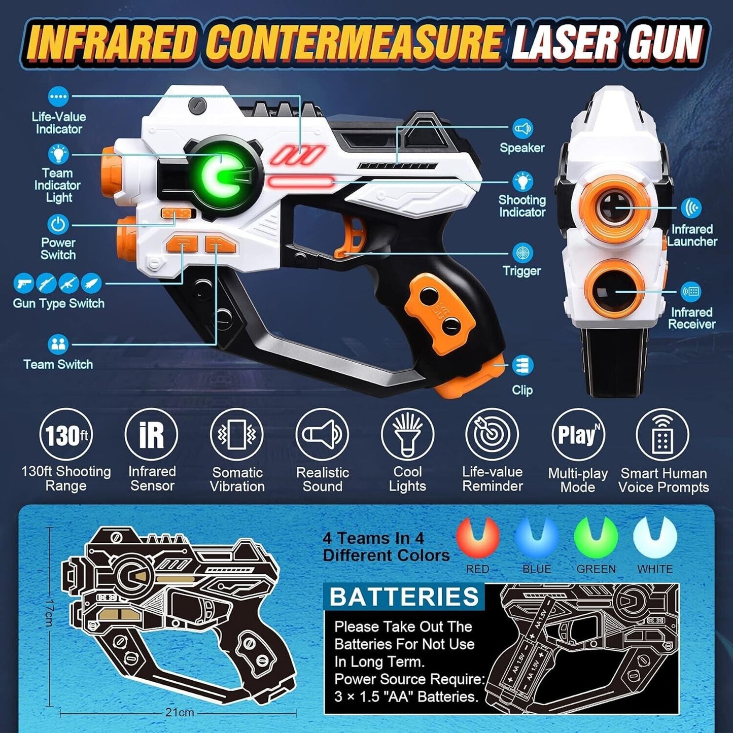 CS Tag Laser Tag Gun Play Set with LED Projection