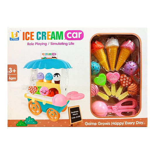 Ice Cream Cart Food Play Set with Ice Cream and Accessories Kids Pretend Toy