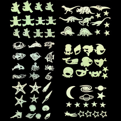 Reusable Self-Adhesive Glow-in-the-Dark Kids Room Wall Decor - Universal, Star, Planet, Dinosaur, Bear and Ocean Fish
