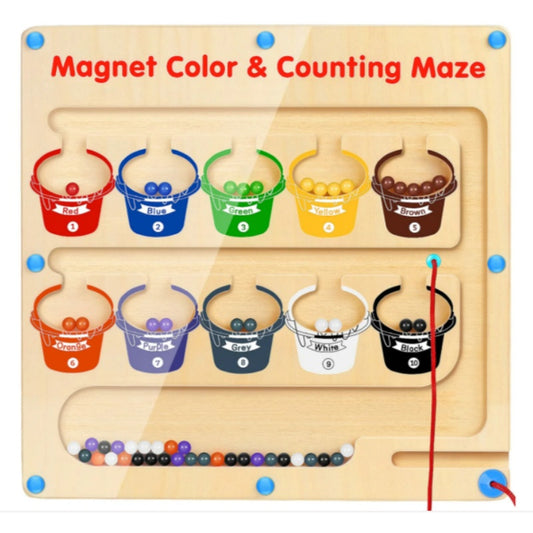 Magnetic Colour & Counting Maze – Wooden Toy for Kids