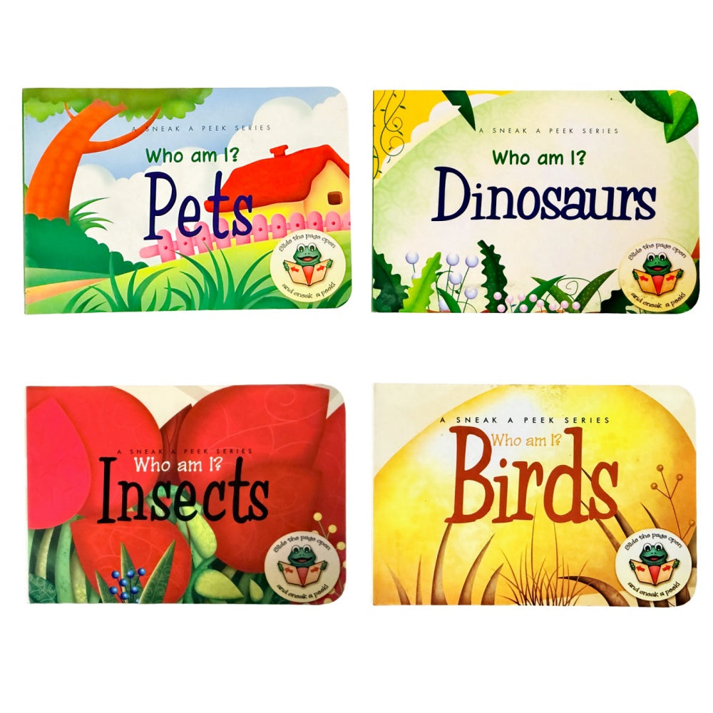 Who am I? Sneak a Peek Series Interactive Board Books for Toddlers – 4-Book Set - Slide the Pages Open