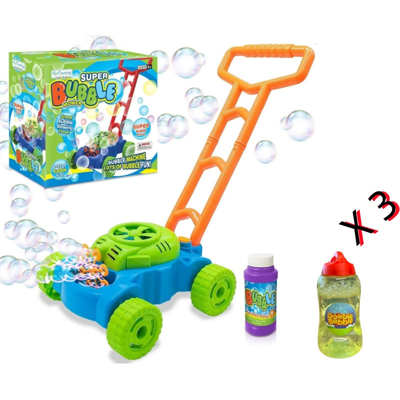 Lawn Mower Bubble Machine + 3 Extra FREE 100ml Bubble Bottles!