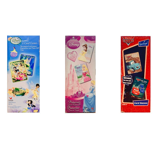 Disney Kids Card Game 3-Pack Set: Fairies, Princess, Cars (Ages 3+)