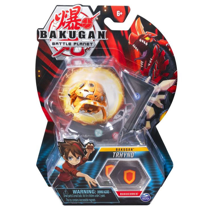 Bakugan Battle Planet, Trhyno, 3 Inch Collectible Action Figures - 2 Bakucores, 1 Card