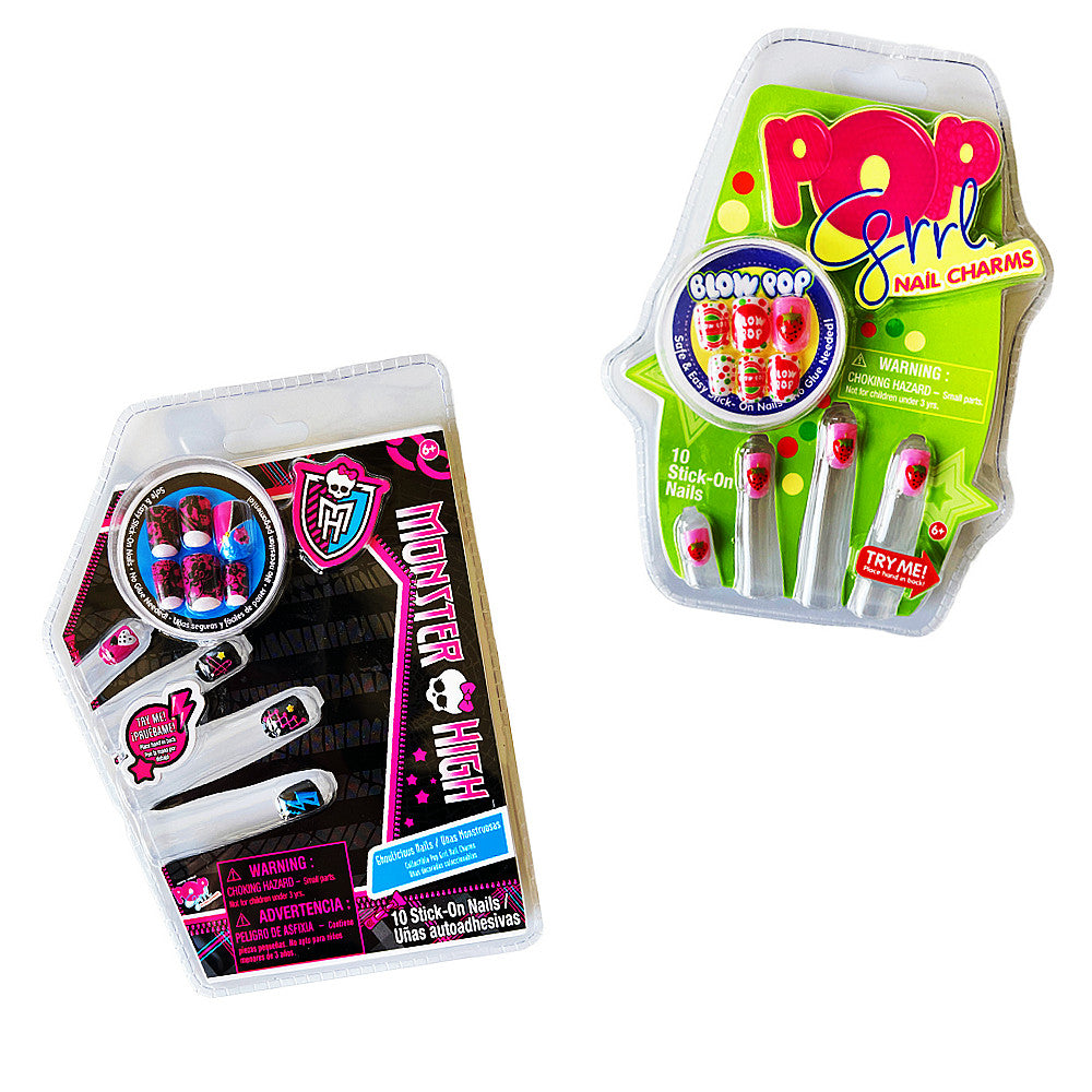 Monster High & Pop Grrl Nail Charm 10 Stick-On Nails